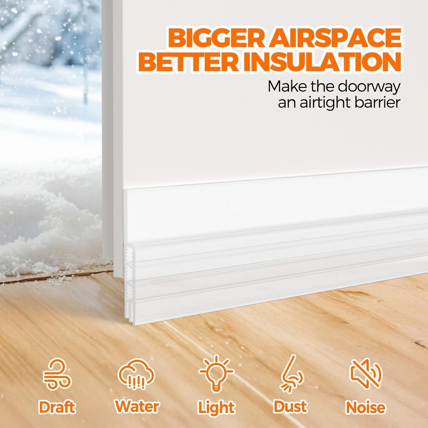 Holikme Door Draft Stopper Under Door Draft Blocker Insulator Doors Sweep Weather Stripping Noise Stopper Sheets, Rolls & Strips Strong Adhesive, White