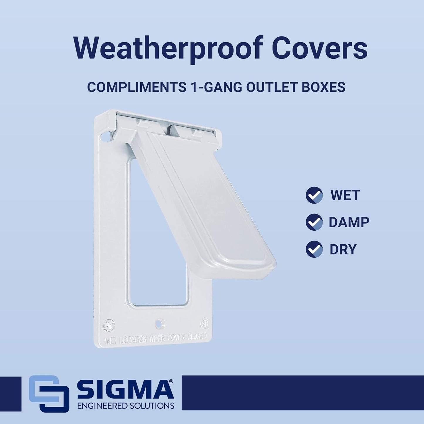 Sigma 14248WH Weatherproof 1-Gang Vertical GFCI Receptacle Cover, WH