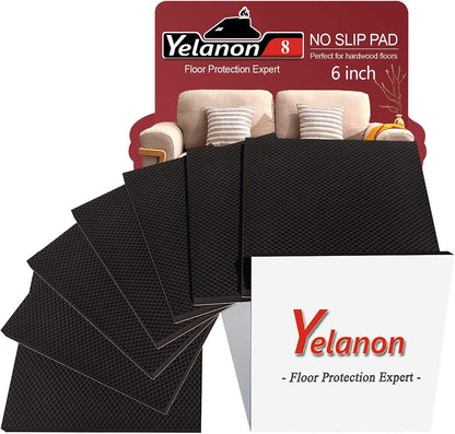 Yelanon Non Slip Furniture Pads -12pcs 4" Furniture Grippers Hardwood Floors, Non Skid for Furniture Legs,Self Adhesive Rubber Feet, Anti Slide Furniture Floors Protectors for Keep Couch Stoppers