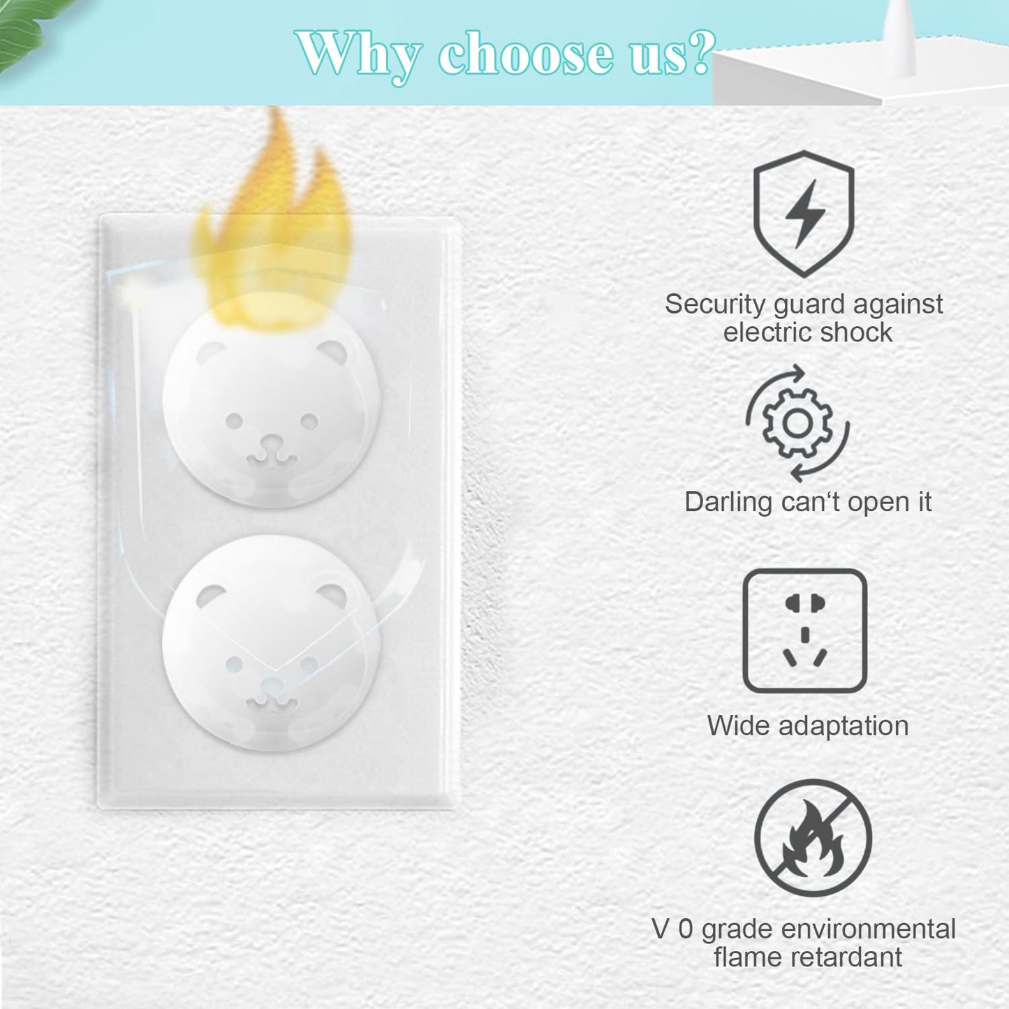 Fielect Outlet Plugs Covers Childproof EU Plug Protectors Electric Socket Cover Electrical Protector 2-Hole White 30Pcs