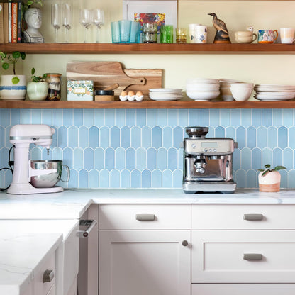 Vamos Tile Upgraded Thicker Design Peel and Stick Backsplash Tile, Self Adhesive Vinyl Wall Tiles, Stick on Backsplash for Kitchen, Bathroom, RV,Pantry,10-Sheet Grayish Blue Marble with White Grout