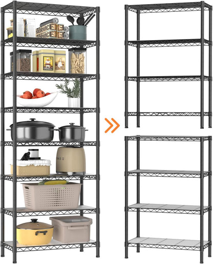 Golpart 4 Tier Adjustable Storage Shelves Metal Utility Shelf Wire Shelving Unit Organizer Rack for Home Kitchen Office Bathroom Pantry Room 12" D x 18" W x 44" H
