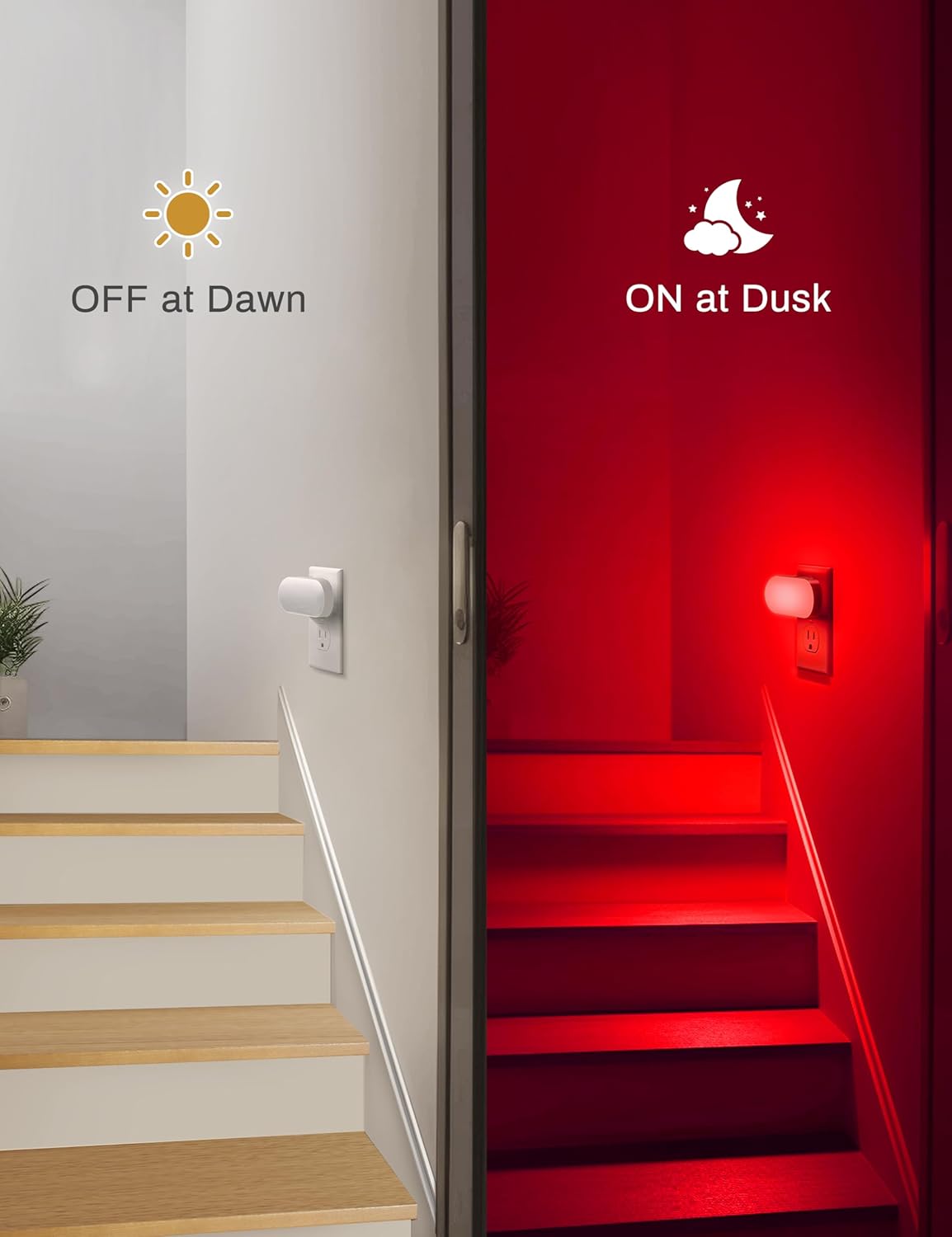 DORESshop Led Night Light, Plug into Wall, [2 Pack] with Dusk to Dawn Sensor, 1W 5000K Dimmable Night Light from 0LM to 100LM for Bathroom Hallway Bedroom Kids Room Stairway