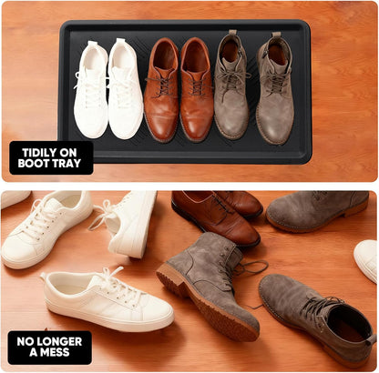 HIYARD Rubber Boot Tray, Shoe Tray for Entryway, Multipurpose Boot Mat, Shoe Mat Indoor and Outdoor, 16x27.5,Black