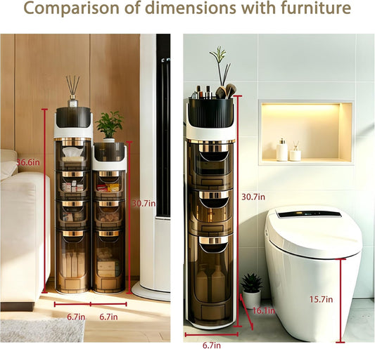 BGYMF 4-Tier Slim Bathroom Storage Cabinet,Slim Cabinet for Bathroom,Narrow Rolling Storage Cart with Wheels, White Plastic Organizer for Small Spaces, Kitchen, Laundry Room, Corner