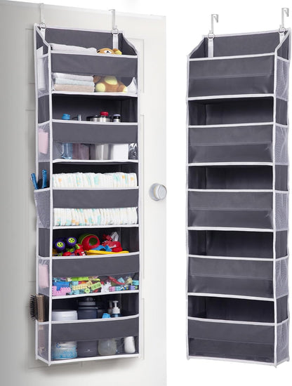 ULG Over the Door Organizer, 5-Tier Extra Large Hanging Storage with 10 Mesh Pockets, 100 lbs Capacity, Heavy Duty Door Organizer for Closet, Bedroom, Nursery Storage, Beige