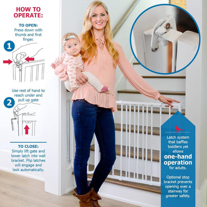 Cardinal Gates SS30 Stairway Special Baby Gate for Top of Stairs - Adjustable Indoor Dog Gate - Aluminum Metal Safety Gate for Kids & Pets - 27 to 42.5 Inches Wide - White