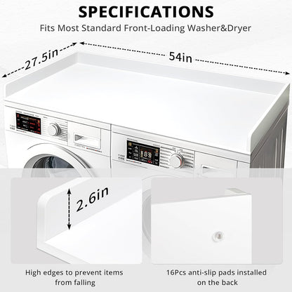 Gashell Washer Dryer Countertop, 27.5" x 54" Bamboo Washer and Dryer Countertop for Laundry Room Organization(Retro Brown)