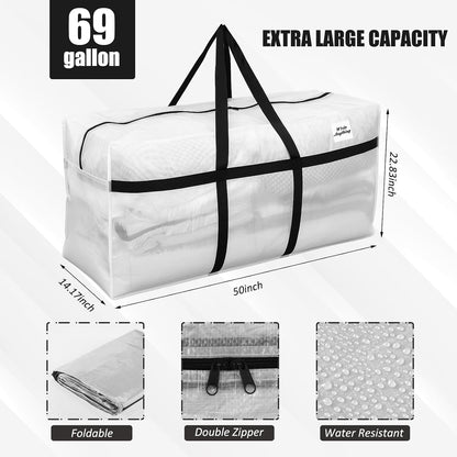 Windyun 4 Pack 57 Gallon Extra Large Moving Bags XXL Heavy Duty Storage Bag with Strong Zipper Handle Jumbo Big Tote Box Foldable for College Dorm Travel Clothes Duffle Blanket Pillow(Red)