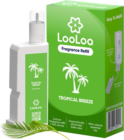 Loo Loo Touch Free Toilet Freshener Refills, Natural Essential Oils – Toilet Smell Eliminator, Bathroom Deodorizer, Air Freshener Spray for Bathroom, Clean Cotton Fragrance, 2.0 Fl Oz