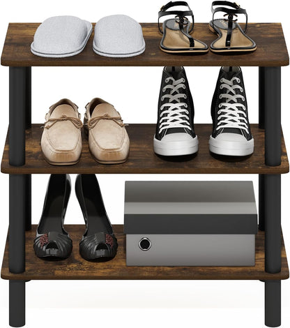 Furinno FANO Shoe Rack, 24-Inch Width 2-Tier Shoe Organizer, Stackable Shoes Storage, 11.7 x 24.2 x 11.7, for Closet Entryway, Office, Garage, Amber Pine
