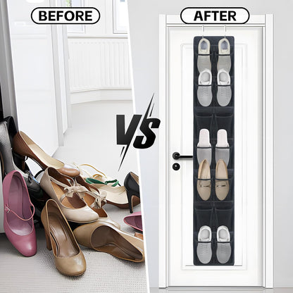 PVWSG Over The Door Shoe Organizer, 14 Large Mesh Pockets Hanging Shoe Rack for Closet Organizers and Storage, White, 2-pack (white)