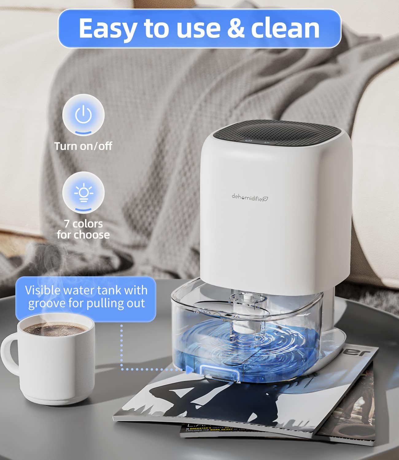 Dehumidifier, 35 OZ Small Dehumidifiers for Bedroom for Home, Quiet with Auto Shut Off, Dehumidifiers for Bedroom (280 sq. ft), Bathroom, RV, Closet, White