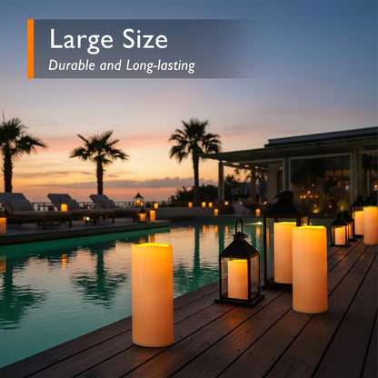 Homemory 6" 8" 10" x 4" Waterproof Outdoor Flameless Candles, Battery Operated Flickering LED Pillar Candles with Remote and Timers for Indoor, Plastic, Ivory White