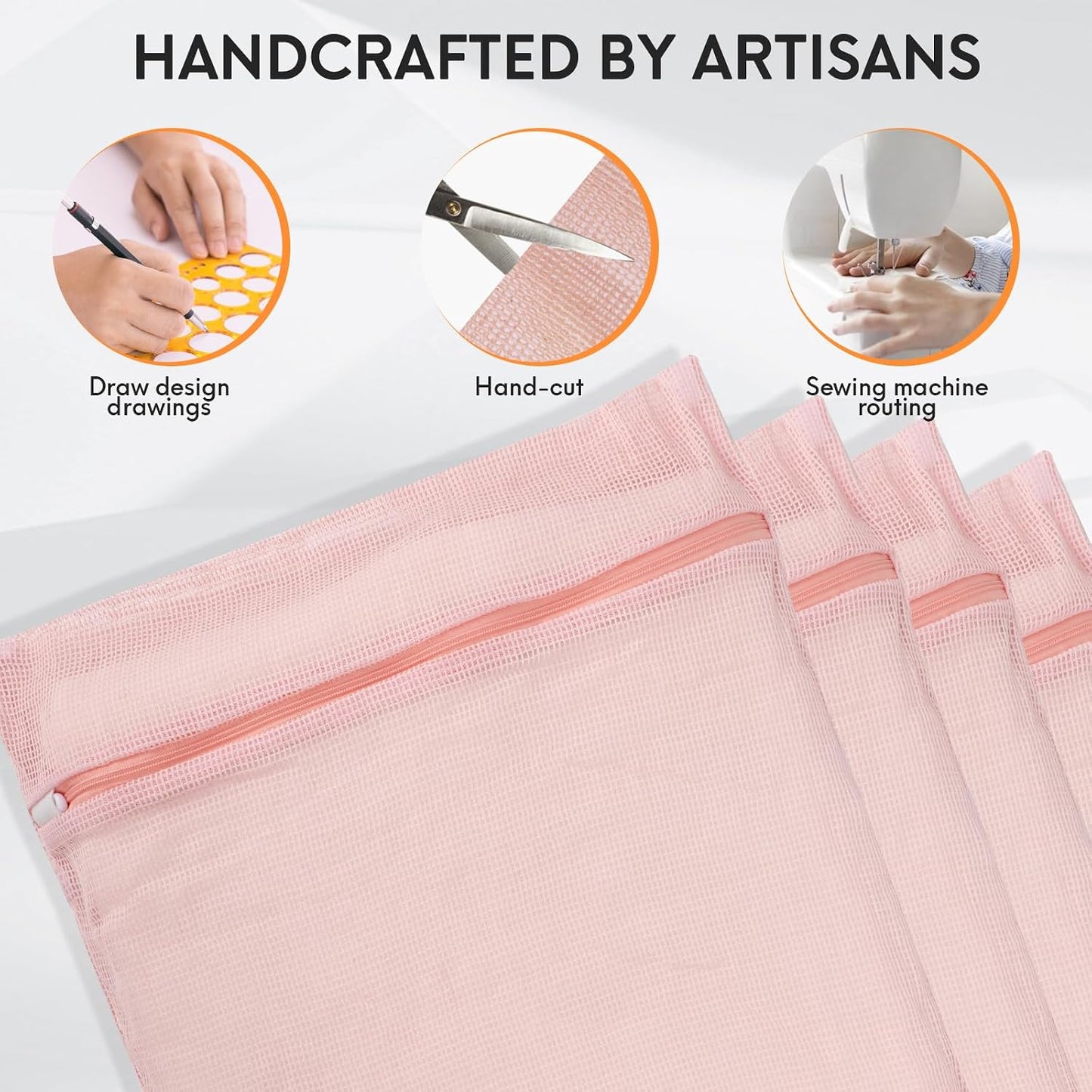 4-Piece Pink Medium Durable Organic Cotton Mesh Laundry Bags with Sturdy Zippers and Breathable Mesh are Delicate Laundry Bags for Underwear, Clothes, Pants and Socks