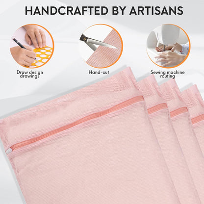 4-Piece Pink Medium Durable Organic Cotton Mesh Laundry Bags with Sturdy Zippers and Breathable Mesh are Delicate Laundry Bags for Underwear, Clothes, Pants and Socks