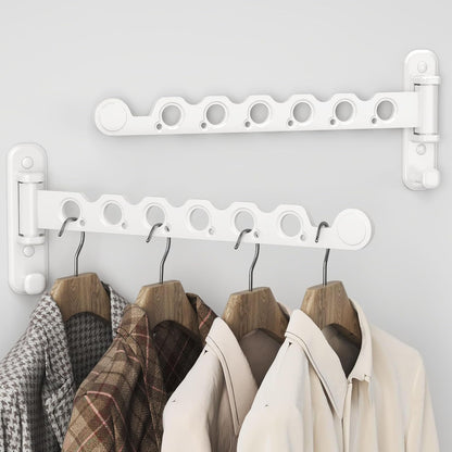 Wall Mounted Clothes Hanger Rack Foldable Drying Rack Hook Folding Indoor for Laundry Room Organization Bedroom Collapsible Racks Perfect for Small Spaces, 6 Hole Black 1 Packs