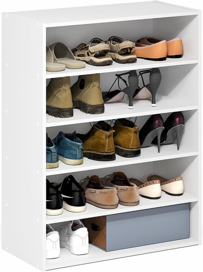 Furinno FANO Shoe Rack, 24-Inch Width 2-Tier Shoe Organizer, Stackable Shoes Storage, 11.7 x 24.2 x 11.7, for Closet Entryway, Office, Garage, Amber Pine