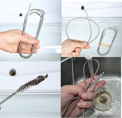 ICEYLI 2 Pack 60 Inch Long Flexible Tube Cleaning Brush, Stainless Steel and Nylon Bristles, Suitable for Home Kitchen, Fish Tank, Water Pump Accessories, and More