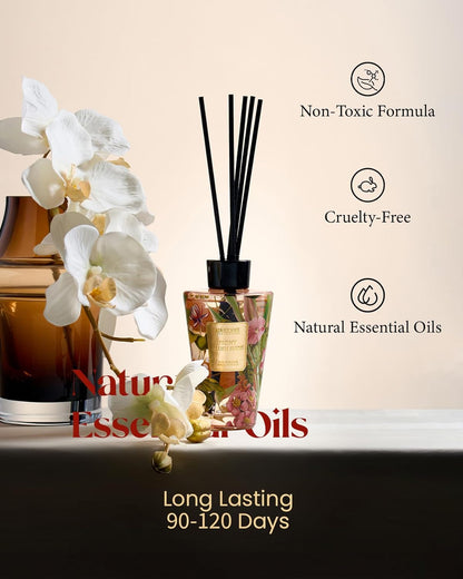 M&SENSE Reed Diffuser Set, Jasmine Sandalwood Scented 6.3 fl oz Natural Essential Oil Diffusers with Sticks, Non-Toxic Organic Air Freshener, Long-Lasting Fragrance Oils for Home Bathroom Living Room