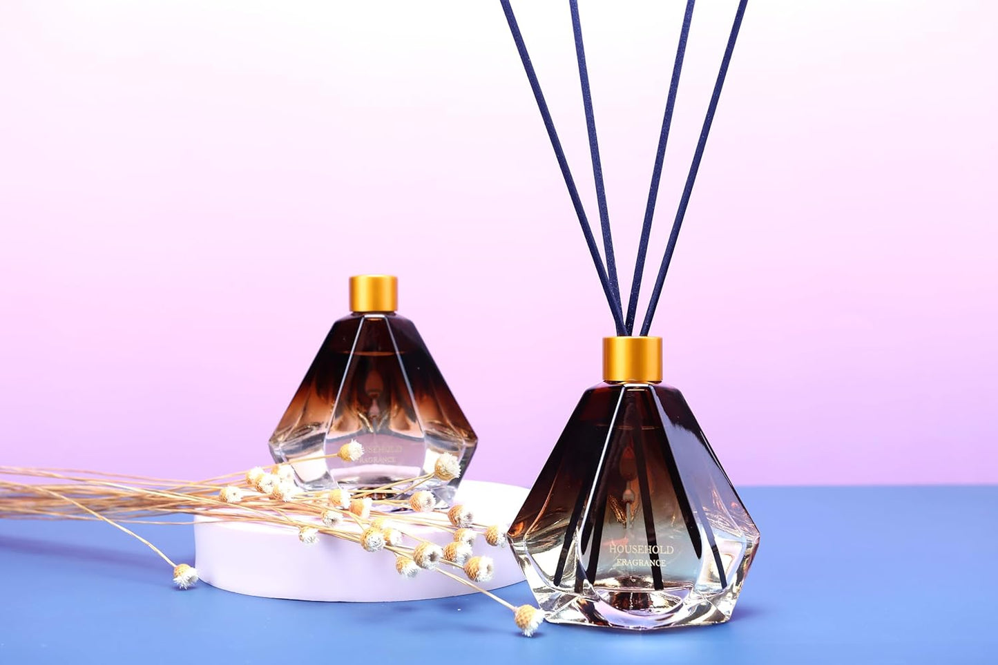 Reed Diffuser Set French Lavender Scent for Bathroom Accessories Shelf Decor & Air Fresheners, Sticks Defusers with 3.4 fl oz Essential Oils | Home Fragrance & Essentials