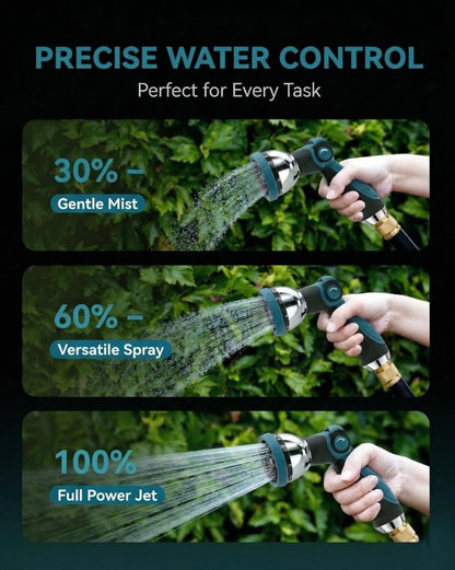 Garden Hose Nozzle Heavy Duty, Metal Water Hose Sprayer with 10 Adjustable Spray Patterns, Thumb Control On Off Valve, High Pressure Hose Nozzle for Watering, Cleaning, Car Washing & Pet Shower