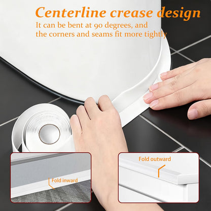 2 Rolls White Caulk Tape Waterproof Self Adhesive, Premium tub caulking strip with Sealing Tool, Easy to Install Peel and Stick Caulking Tape for Bathtub, Toilet, Kitchen, Stoves, Sink (1.5" x 10.5Ft)