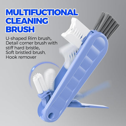 6 Pack Holikme 4 in 1 Cup Lid Cleaning Brush Set with 3 Straws, Multifunctional Bottle Brush, Silicone Cup Lid Gap Cleaner, Bristle Crevice Cleaning Brush, Flat End Brushes, Navy & Black & Olive