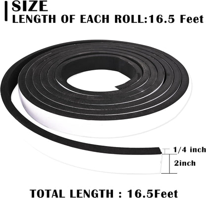 Black Foam Insulation Tape with Self-Adhesive Backing,Closed Cell Foam Weatherstripping 1/2 inch Wide x 3/8 inch Thick,Soundproofing Door Weather Seal Strip for Door and AC Window Seal,High Denisty
