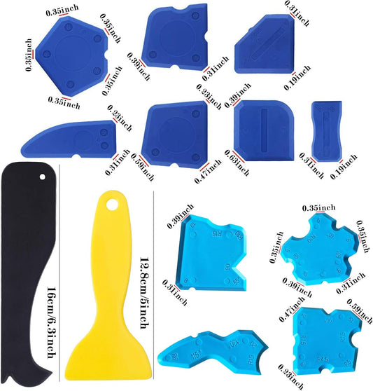 13 Pieces Caulk Tool Kit Sealant Silicone Finishing Tools Caulking Tools for Kitchen Bathroom Floor Sink Joint Sealant Sealing,Reuse and Replace (Blue) US221