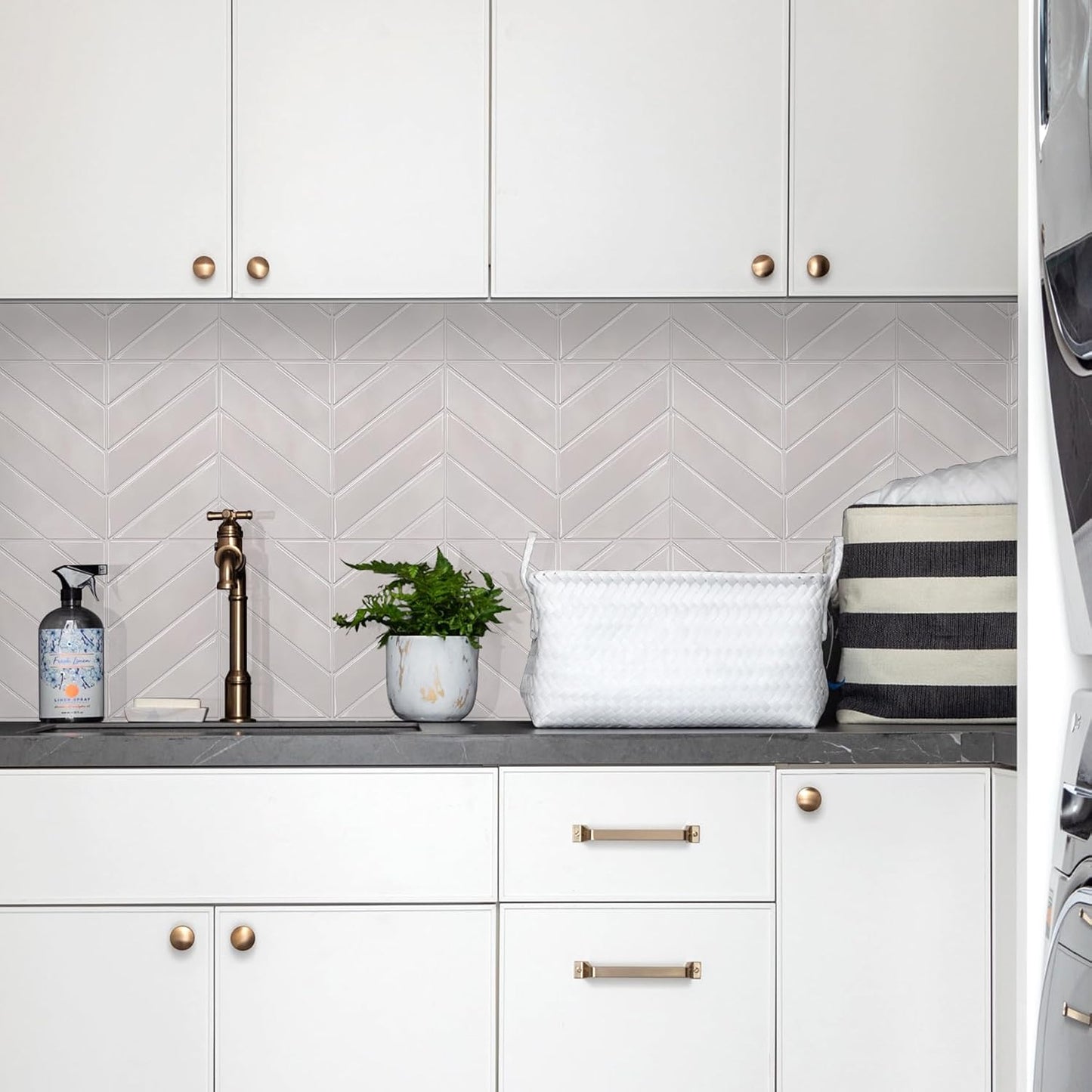 STICKGOO 10 Sheets Thicker Herringbone Peel and Stick Backsplash, 12.6”×9.7” Stick on Wall Tiles, Self Adhesive Tile Sticker for Kitchen Backsplash and Bathroom, White with Grey Grout