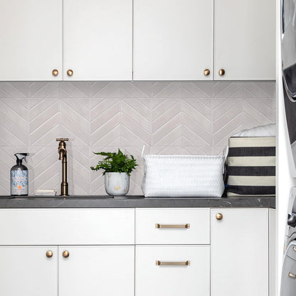STICKGOO 10 Sheets Thicker Herringbone Peel and Stick Backsplash, 12.6”×9.7” Stick on Wall Tiles, Self Adhesive Tile Sticker for Kitchen Backsplash and Bathroom, White with Grey Grout