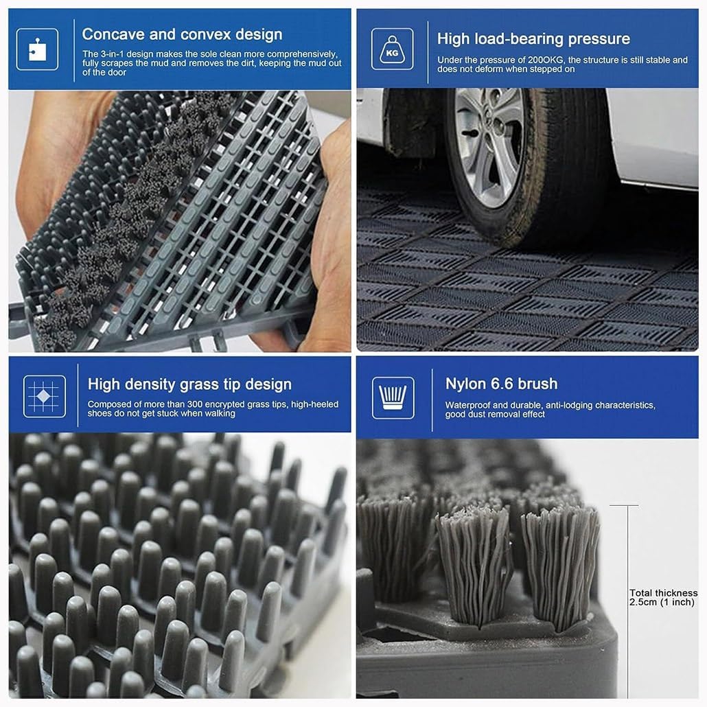 Boot Scraper Rug Mats,Heavy Duty Outdoor Waterproof Door Mats, Commercial Anti-Skid Splicing Cushion Mat, Nylon Brush Heavy Duty Door Mat for Pool Shopping(120x150cm)(Gray-a,75 * 90cm)