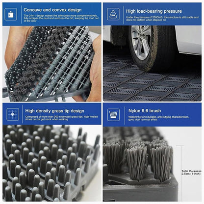 Boot Scraper Rug Mats,Heavy Duty Outdoor Waterproof Door Mats, Commercial Anti-Skid Splicing Cushion Mat, Nylon Brush Heavy Duty Door Mat for Pool Shopping(120x150cm)(Gray-a,75 * 90cm)