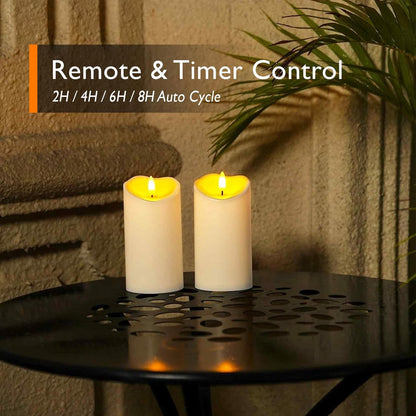 Homemory Dripping Wax Flameless Candles, Battery Operated Candles with Remote Control and Timers, LED Pillar Candles, Electric Fake Candles, 3" x 6", Set of 2