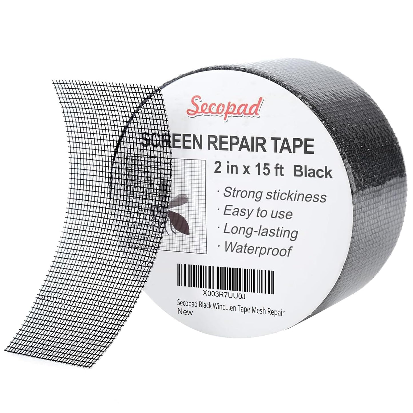 Secopad Black Window Screen Repair Tape, 4 in X 20 FT (240IN) Kit for Windows or Doors, Strong Adhesive Patch Fiberglass Mesh Repair