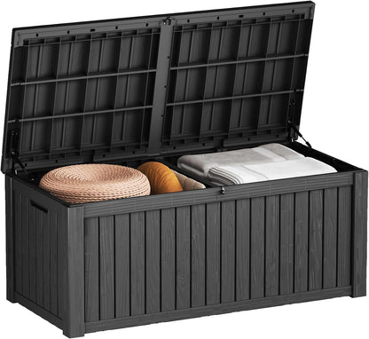 Outdoor Storage Box 325GAL Waterproof Resin Deck Box,Pool Accessories Supplies，UV-Resistant Lockable Package Delivery Bin for Garden Tools,Large Patio Outside Cushions,Chest,Furniture,Black
