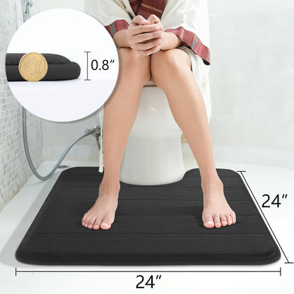 Yimobra Memory Foam Bath Mat, Super Soft Absorbent Bathroom Rug Non Slip, Quick Dry, Machine Washable Floor Carpet for Tub Shower, Home Decor Accessories, 24x17, Grey