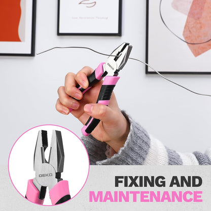 DEKOPRO 86PCS Pink Tool Set Household DIY Tool Kit for Women with Storage Toolbox, Small Compact Hand Tool Box Set for Home Use, DIY, Apartment, Office & Home Repair