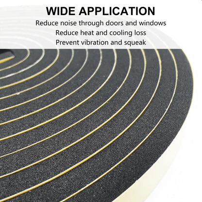 Weather Stripping Door Seal Strip, Strong Adhesive, Weatherproof, Reduce Noise, Gap Filler, Foam Insulation Tape for Doors and Windows (1/2 in x 1/4 in x 13 Ft), White