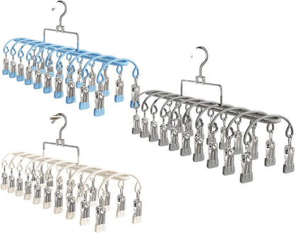 Stainless Steel Garment Hanger 20 Secure Foldable Clips Home Vacation Accessory Outdoor Portable Garment Drying Hanger