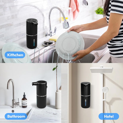 2 Pack Automatic Foaming Soap Dispenser,Touchless Foam Soap Dispenser,12.8oz Rechargeable Wall Mounted Smart for Bathroom and Kitchen Dish Soap,Easy for Toddlers(White)