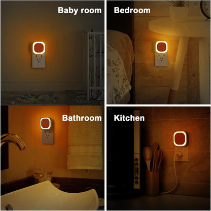 YUNLEX 2 Pack Red Night Light with Dusk to Dawn Sensor, Eye-Care Reflected Glow, 0% Blue Light True Red LED, 3-Level Brightness, Auto On/Off, Plug-in Nightlight for Sleep, Kids, Bedroom, Bathroom