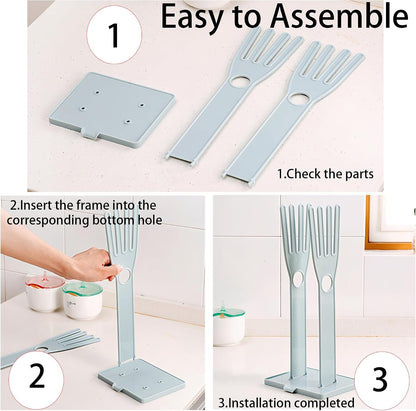 Kitchen Glove Holder Stand Dryer Rack Reusable Plastic Mitten Drying Organizer for Dishwashing Rubber Gloves Towel Storage Sink Holder Multi-Functional Cleaning Tool, Blue