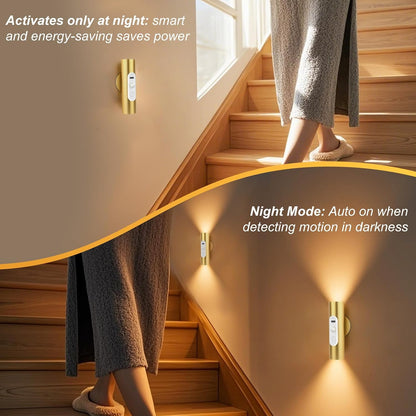 Battery Operated Wall Sconce Set of 2, Magnetic Stick on Wall Lights Rechargeable Motion Sensor Night Lights Indoor with Remote Control, Wireless Up and Down Wall Sconces, 3 Modes Dimmable, Aluminum
