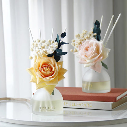 Reed Diffuser Set,4.06 oz Scent Flower Diffuser with 6 Sticks,Home Fragrance,Reed Diffuser for Bathroom Shelf Decor (Jasmine Rose)