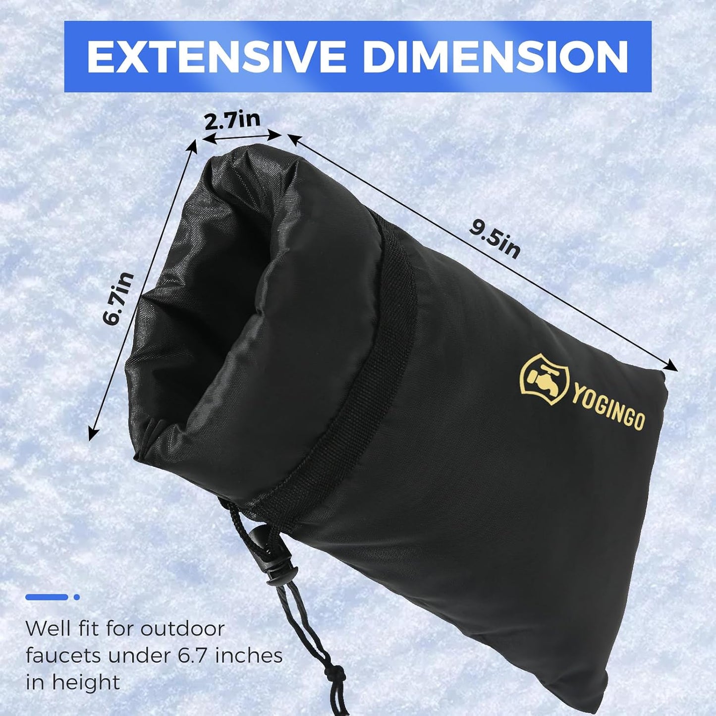 Outdoor Faucet Covers for Winter Freeze Protection, 2 Pack 6.7" x 9.5" Hose Bib Cover, Water Spigot Covers Winter Insulated, Pipe Wrap Insulation Cover Socks Outside Faucet Freeze Protector