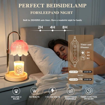 Fragrance Candle Warmer Lamp with 2 Bulbs Electric Candle Warmer with Timer & Dimmer for Home Decor