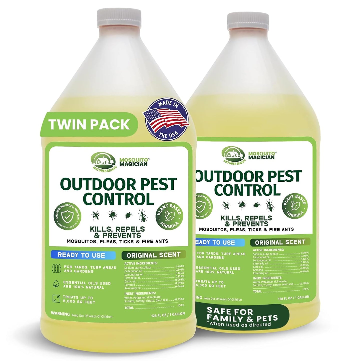 Mosquito Magician Ready-to-Use Mosquito Yard Spray 2 Gal (original scent) – Kills Mosquitoes, Fleas & Fire Ants, Repels & Prevents Ticks – Essential Oil Formula for Sprayers, Foggers & Misting Systems