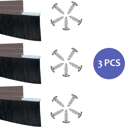 39 inch Door Sweep for Exterior Doors with 2 inch PP Soft Brush, Aluminum Dustproof Bottom of Door Weatherstrip (3)